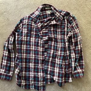 L.L. Bean flannel shirt. Maroon, white and teal. Size XL reg.
